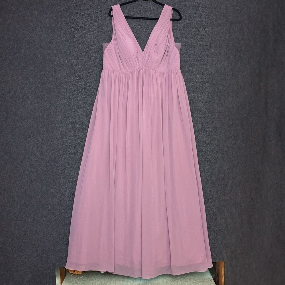 Azazie Bridesmaids Dress Ranvie Vintage Mauve Gathered Chiffon Bust Formal 18